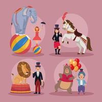 ocho personajes de espectáculos de circo vector