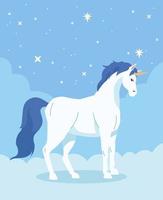 white unicorn with stars vector