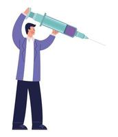 male scientist with syringe vector