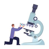 male scientist with microscope vector