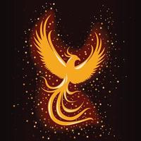 pájaro de fuego fénix volando vector