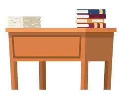 teacher desk with books vector