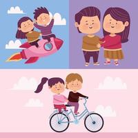 little lovers three couples vector