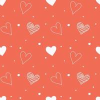 corazón dibujado a mano estilo motivo patrón sin costuras, celebración del día de San Valentín, material de vector de fondo romántico para textil o papel