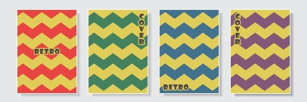 retro color style cover template design set collection zigzag art background vector graphic
