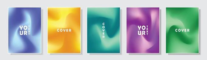 modern gradation mesh style cover template, colorful abstract fluid pattern, set collection design vector