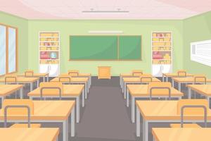 School classroom flat color vector illustration