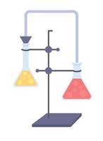 Beakers connected with pipe semi flat color vector item