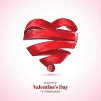 Beautiful ribbon heart valentines day card design vector