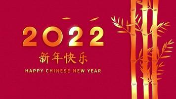 gott kinesiskt nytt år 2022 rörlig grafik på röd bakgrund video