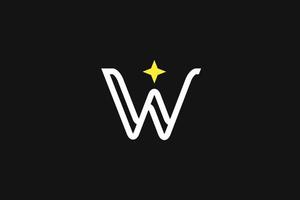 letter W star unique monogram logo design vector