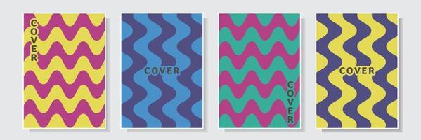 wavy retro color style cover template design set collection background vector graphic