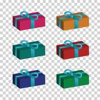 Caja de regalo 3d diseño colorido creativo set colección gráfico vectorial vector