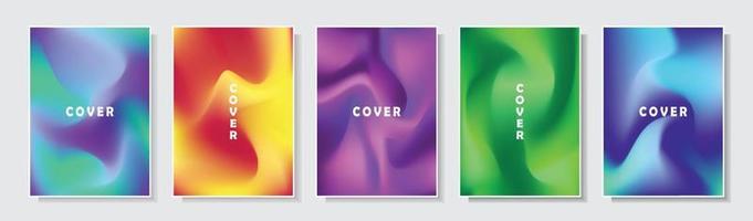 gradation mesh style futuristic cover template, abstract fluid pattern, set collection design vector