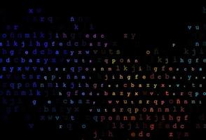 Dark multicolor, rainbow vector layout with latin alphabet.