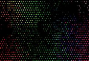 multicolor oscuro, patrón de vector de arco iris con símbolos abc.