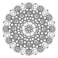 Circular pattern in form of mandala for Henna, Mehndi, tattoo, decoration. Decorative ornament in ethnic oriental style. Coloring book page. vector