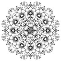 patrón circular en forma de mandala para henna, mehndi, tatuaje, decoración. adorno decorativo en estilo étnico oriental. página de libro para colorear. vector