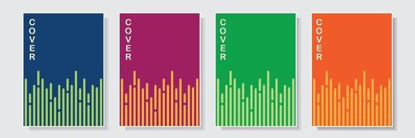 colección de conjuntos de diseño de plantilla de portada moderna con motivo de rayas de audio gráfico vectorial de fondo colorido vector