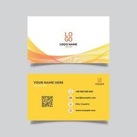 modern business card wavy futuristic concept, gradation style, yellow and orange combined color, vector design graphic