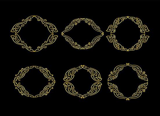 Gold Borders Elements Set Collection, ornament Vector, frame