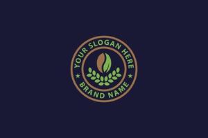 identidad de marca del logotipo de la insignia de la naturaleza del café, diseño premium vector