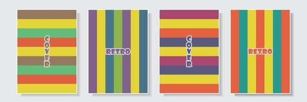 minimal retro cover style art design set collection colorful background vector