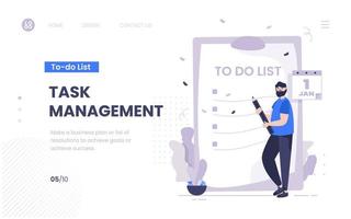 Personal business task management concept on landing page design vector
