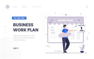 Business workplan concept on landing page template vector
