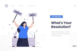 2022 personal resolution goals on landing page design vector