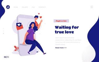 Waiting for boyfriend concept on landing page template vector