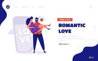 Romantic couple in love concept on landing page design vector