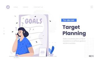 Thinking of personal target planning on landing page design vector