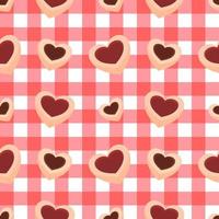 Valentine's day seamless pattern. Seamless Scottish, Plaid, Tartan, Gingham pattern. Seamless hearts cookie pattern. vector