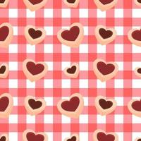 Valentine's day seamless pattern. Seamless Scottish, Plaid, Tartan, Gingham pattern. Seamless hearts cookie pattern. vector