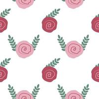 Pink rose on a white background. Seamless roses for valentine's day. Valentine's day illustration. vector