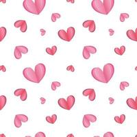 Pretty sweet pattern with pink hearts on a white background. Seamless pattern for Valentine's Day. vector