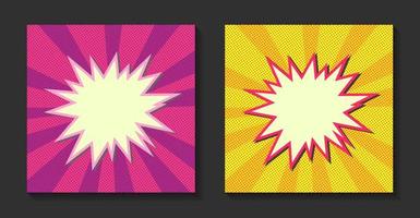 Pop art comic sunburst background. Retro rays, bright sunbeams with dots.