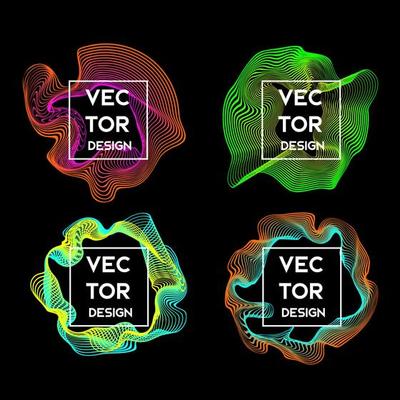 Vector abstract background with dynamic colorful waves set. Vector illustration