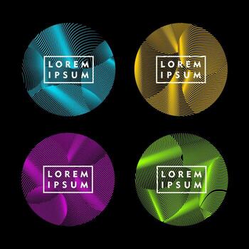 Round shape with abstract line pattern color design element vector set