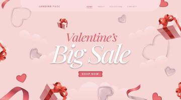 Valentine day landing page wallpaper vector