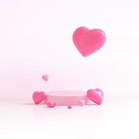 Happy Valentine's Day. pink Background with Realistic Hearts. photo