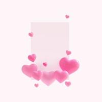 Happy Valentine's Day. pink Background with Realistic Hearts. photo