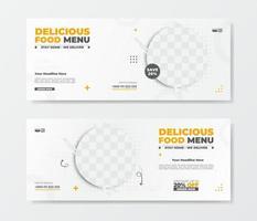 banner de comida para publicación en redes sociales. diseño fácil de editar con concepto minimalista vector