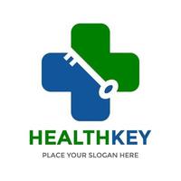 Health key vector logo template. This design use cross symbol. Suitable for medical.