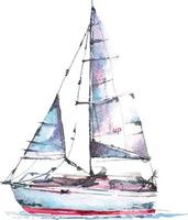 Illustration sailboat watercolor 1 vector