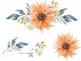 sunflower painted watercolor 1 vector