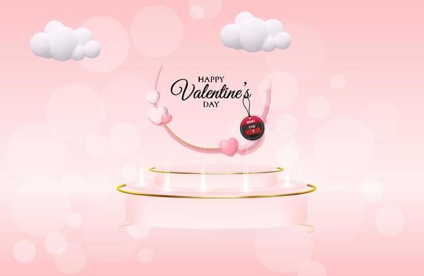 Valentine's day sale background with heart lollipop,cookies, streamers,gift box,marshmallow and garland. Modern design.Universal vector background for poster, banners, flyers, card,advertising