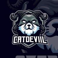 gato diablo mascota logo esport premium vector