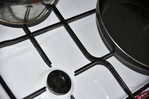 Gas burners on the stove in the kitchen photo
